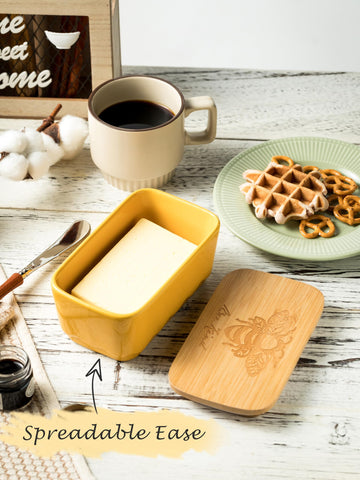 YHOJOY butter dish on countertop ready for everyday spreading.