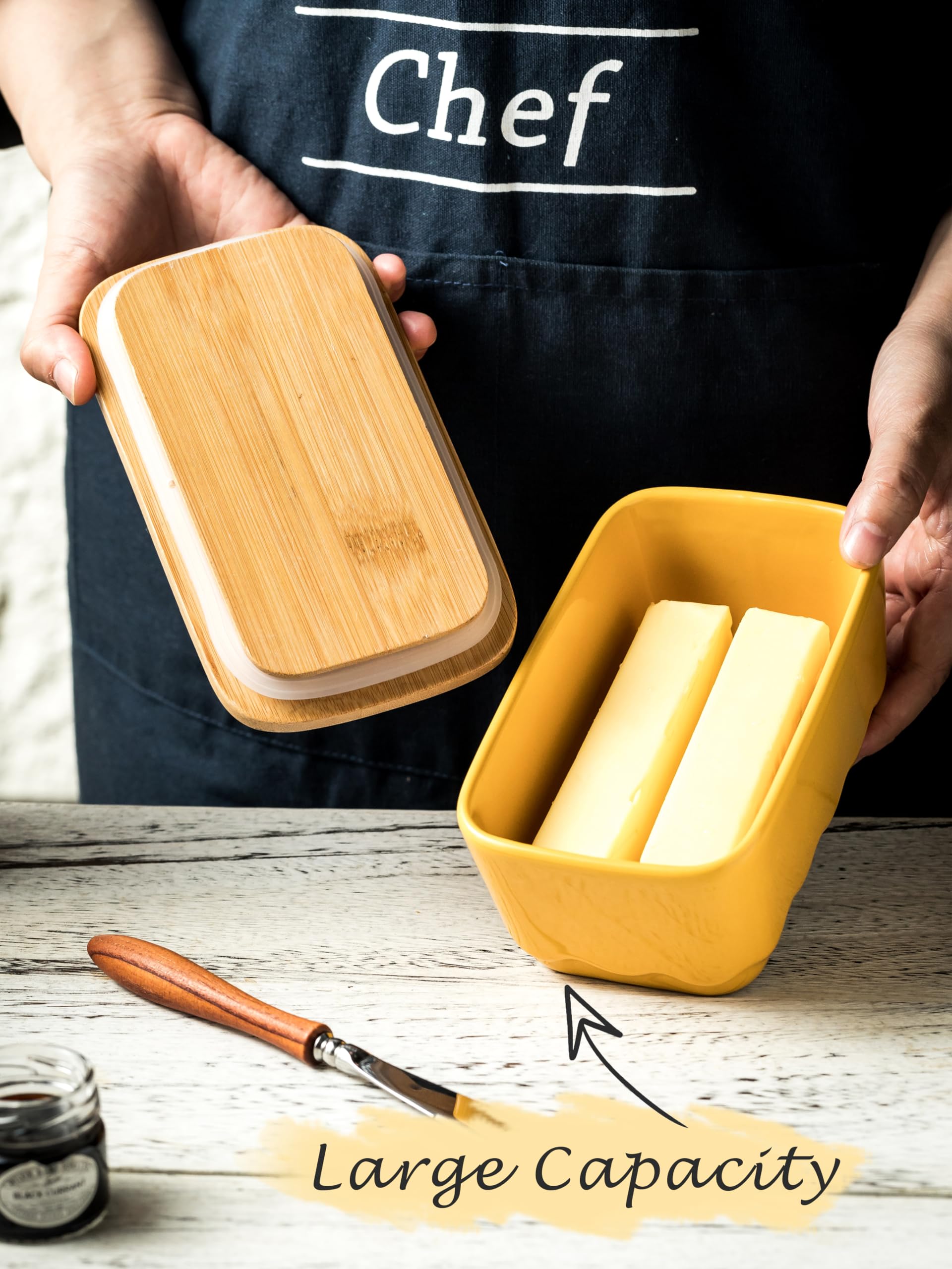 YHOJOY butter dish with sealing gasket keeps butter fresh.