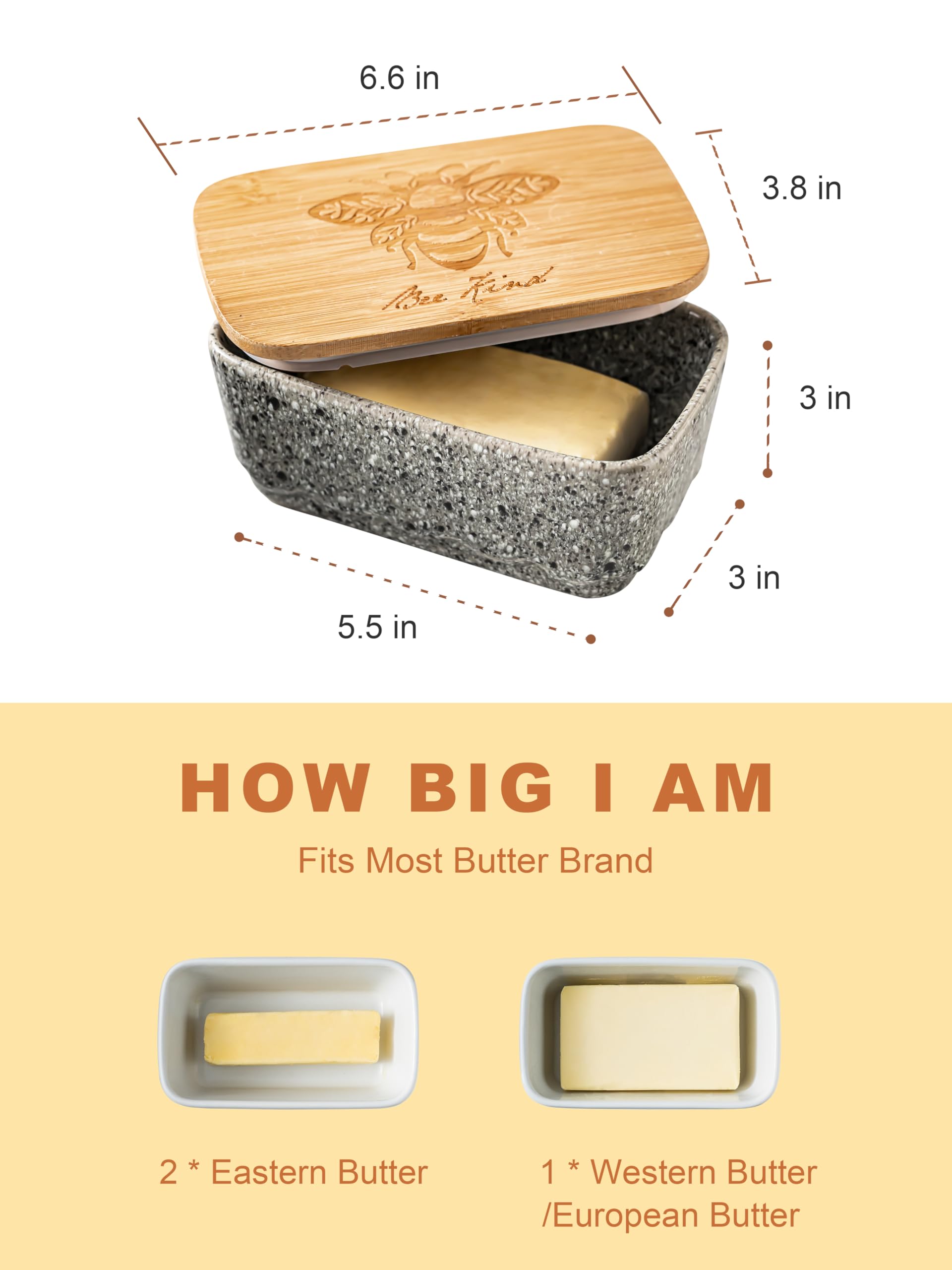YHOJOY butter dish in fridge for convenient butter access.