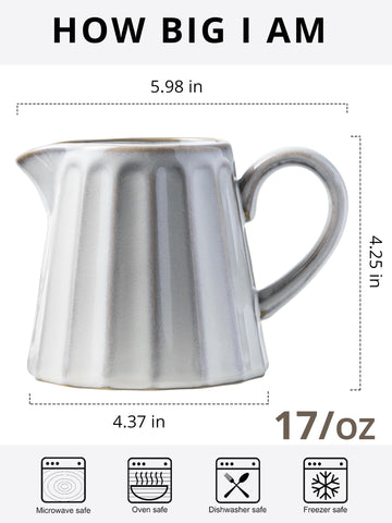 YHOJOY Ceramic Creamer Pitcher with ergonomic handle for smooth pours.
