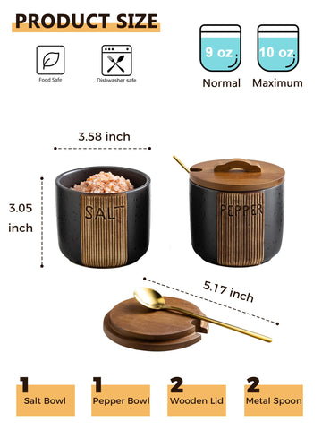 YHOJOY ceramic salt cellar on countertop keeps seasonings organized and accessible.