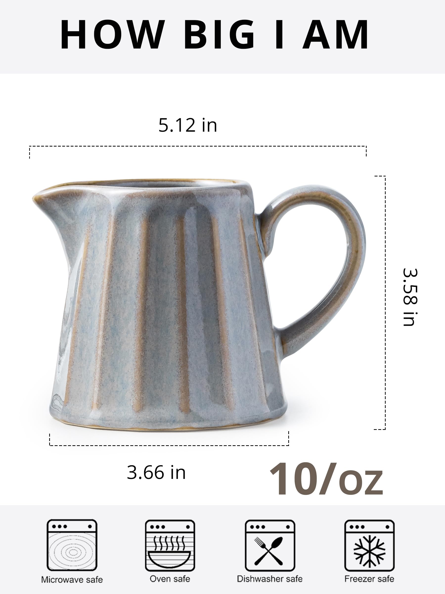 YHOJOY creamer pitcher with handle enables precise, comfortable pouring for tea or coffee.