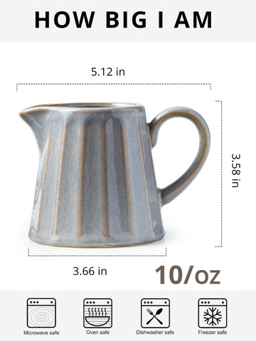 YHOJOY creamer pitcher with handle enables precise, comfortable pouring for tea or coffee.