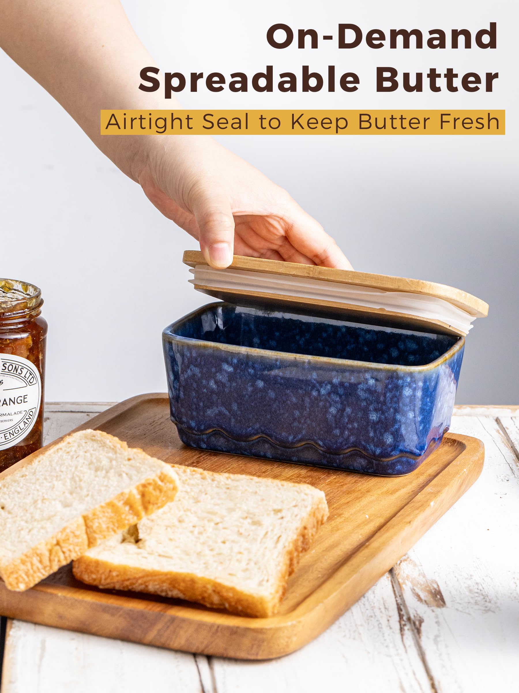 YHOJOY ceramic butter dish is dishwasher-safe for easy cleanup