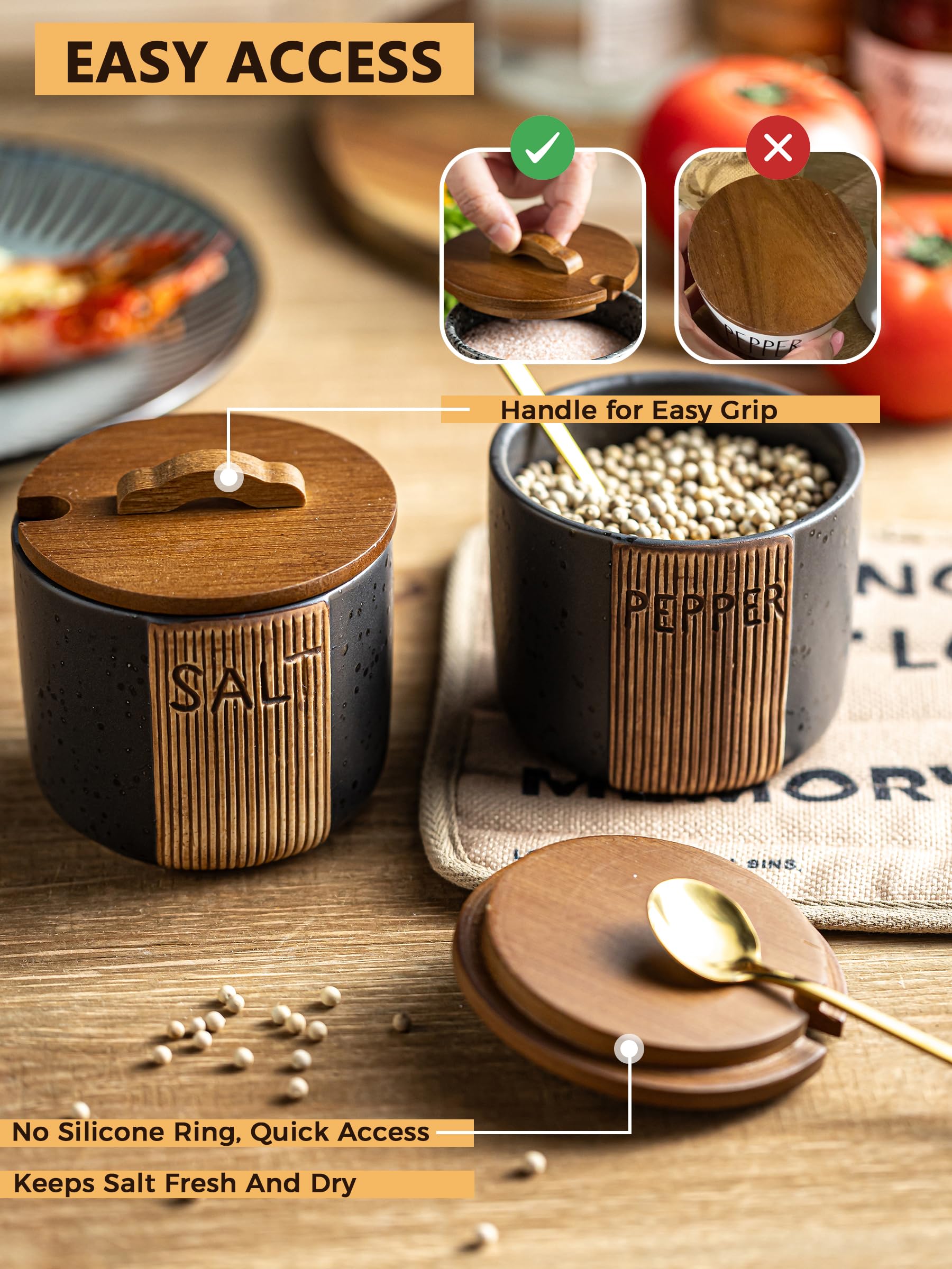 YHOJOY dishwasher-safe ceramic salt bowl simplifies after-meal cleanup.