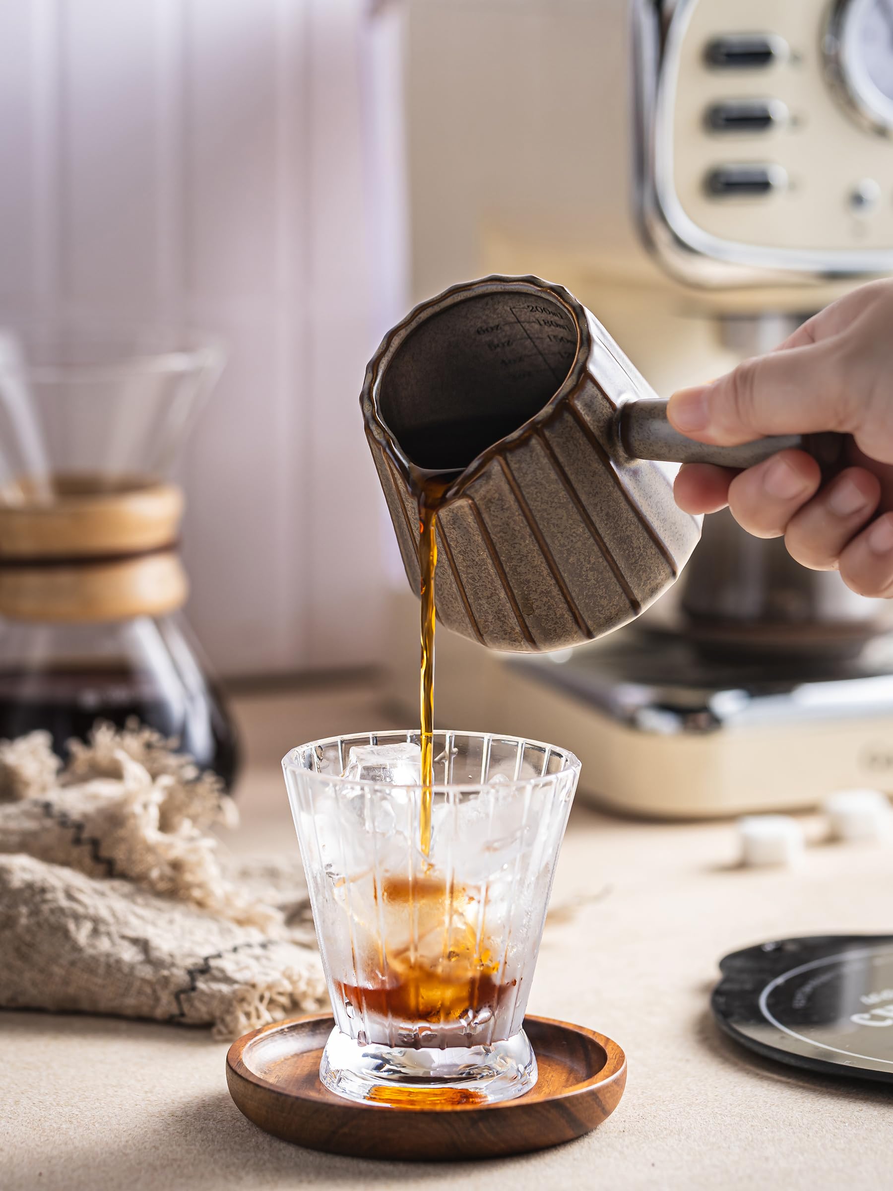 YHOJOY espresso cup in dark agate red for stylish serving.