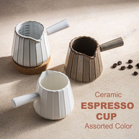 YHOJOY espresso measuring cup with dual scales for accurate portions.