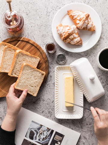 YHOJOY butter dish raised-edge design protects butter from contamination.