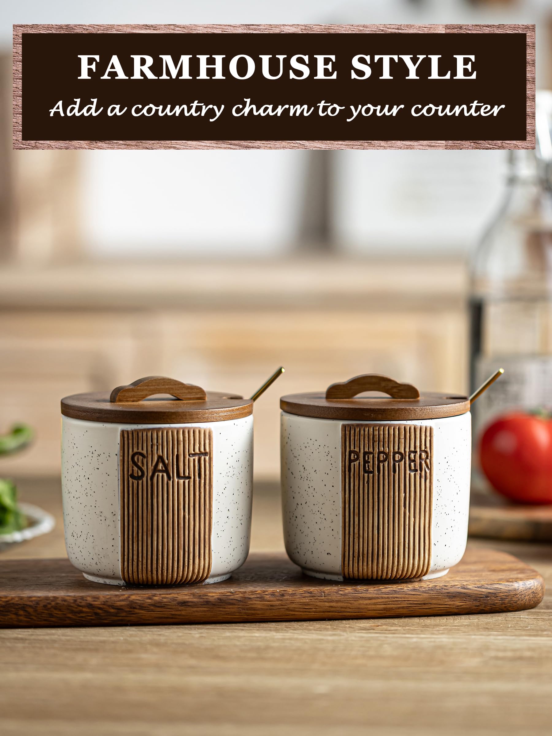 YHOJOY salt-pepper-holder-spoons for easy, precise dispensing while cooking.