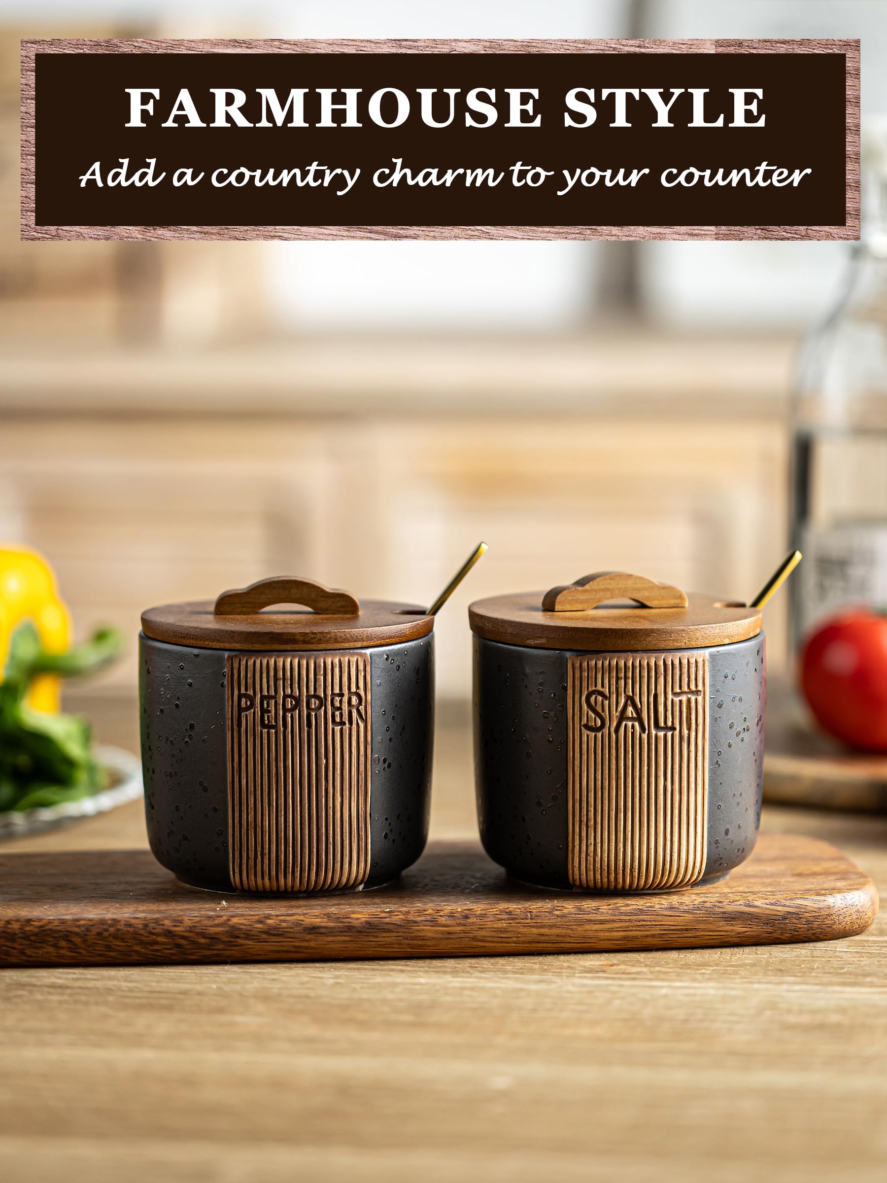 YHOJOY salt pepper holder spoons for precise, mess-free dispensing.