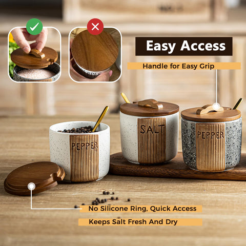 YHOJOY sleek countertop setup with spoons for mess free seasoning.