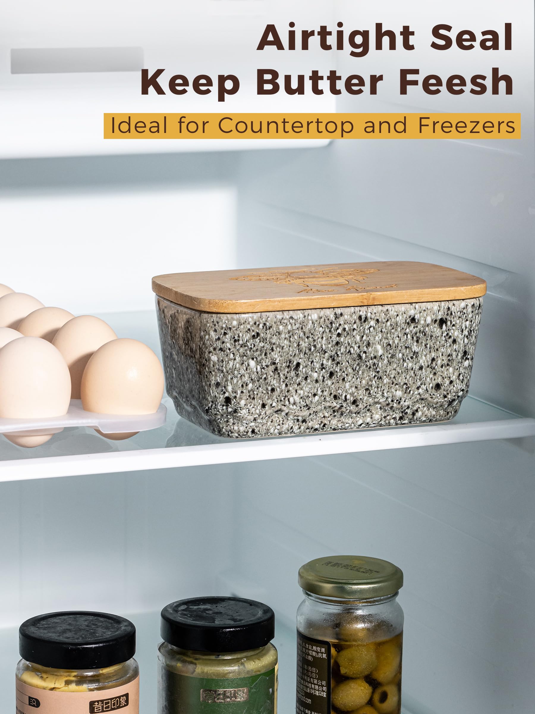 YHOJOY wooden lid with honeybee pattern complements kitchen decor.