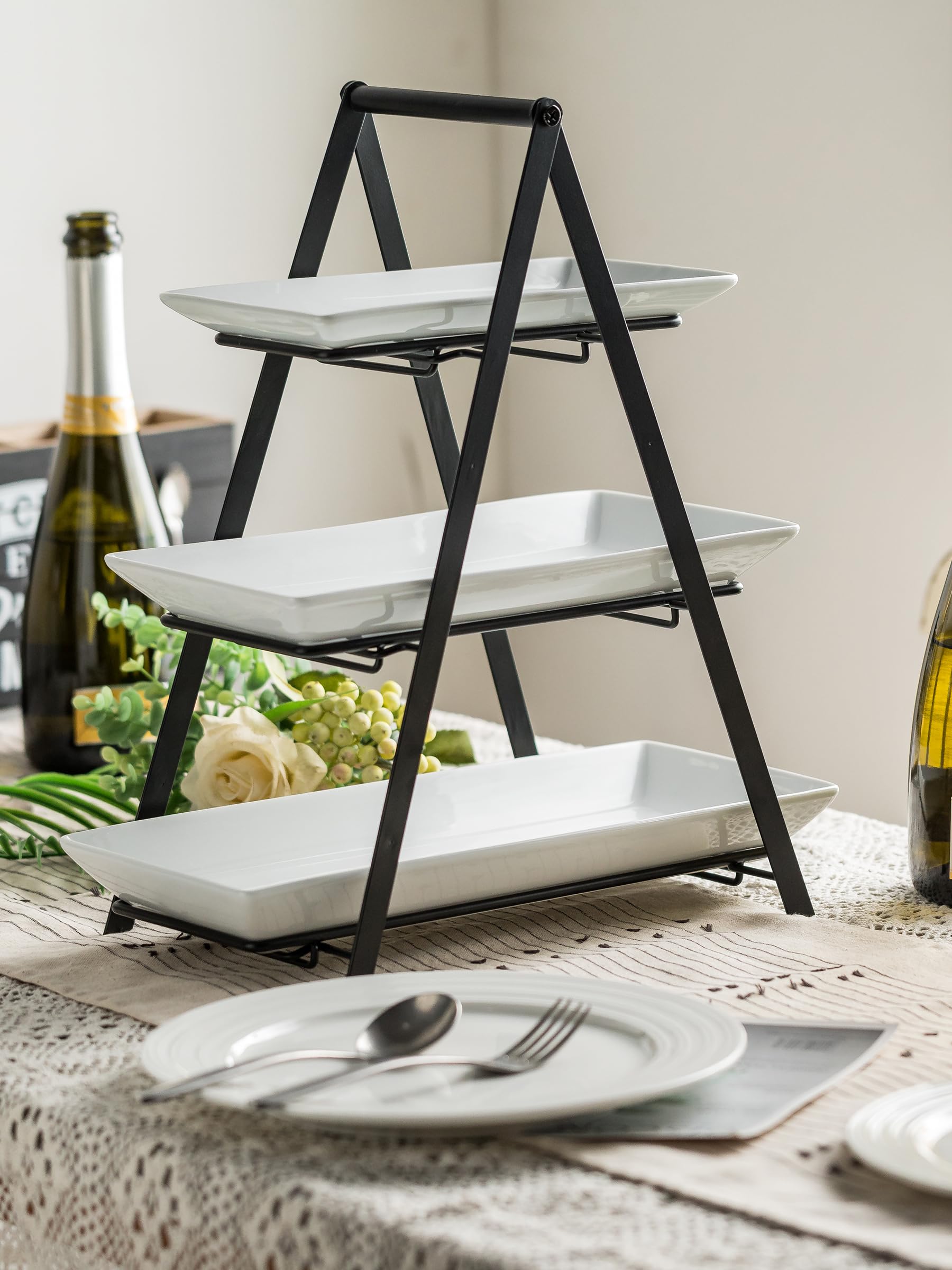 YHOSSEUN top view shows 14-inch platter on base layer for large servings