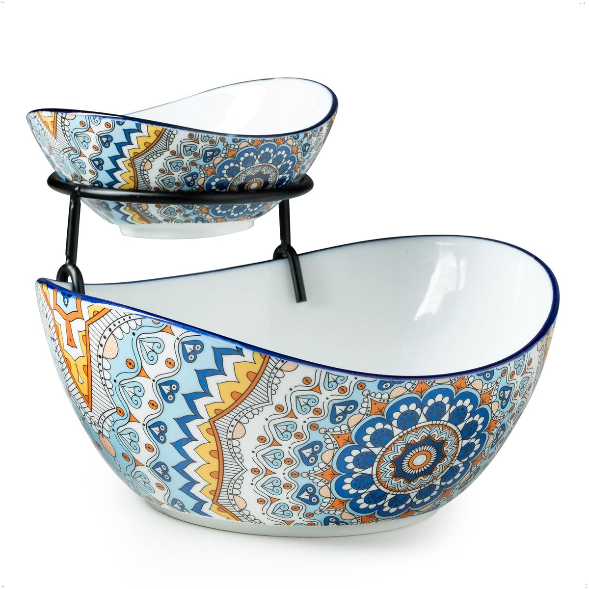 YHOSSEUN 2-tier chip and dip stand for easy entertaining.