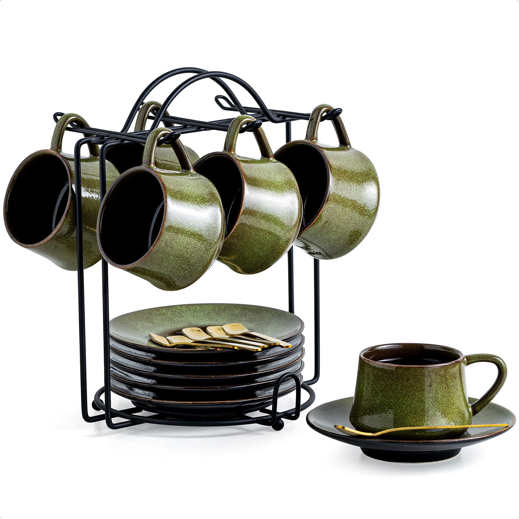 YHOSSEUN ceramic espresso cups with stand for tidy display and easy access