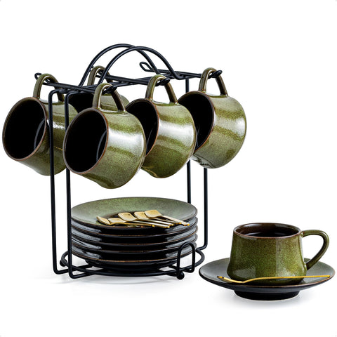 YHOSSEUN ceramic espresso cups with stand for tidy display and easy access