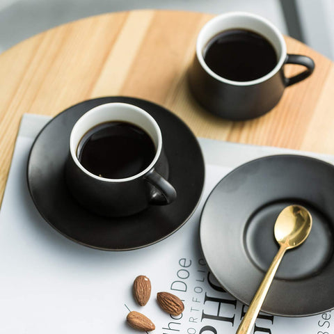 YHOSSEUN coffee service setup with stand and saucers on table