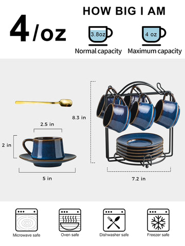 YHOSSEUN display-ready set on a stand saves counter space.