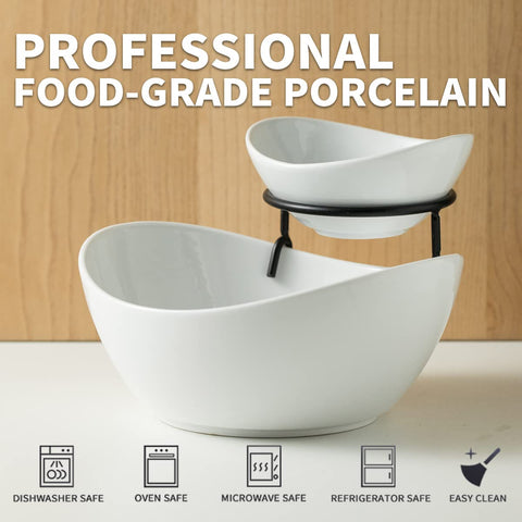 YHOSSEUN chip and dip set with separate compartments simplifies appetizers serving.