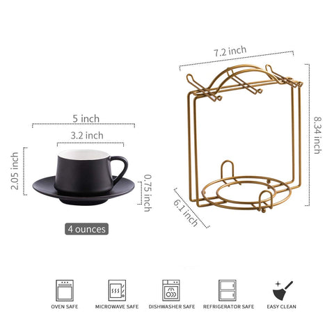 YHOSSEUN espresso cups 4oz demitasse close-up showcases matte texture