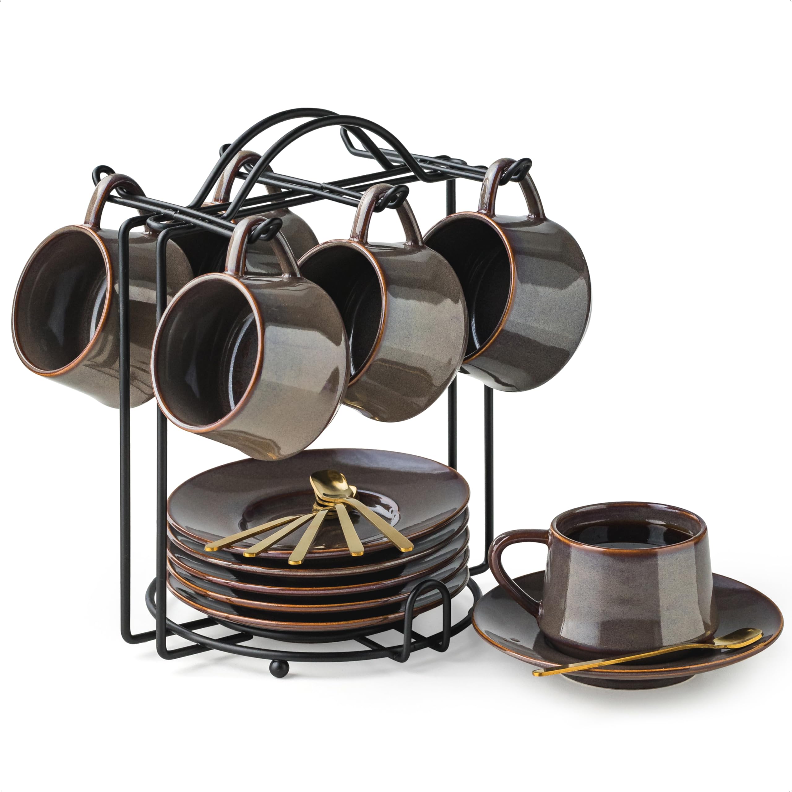 YHOSSEUN espresso cups 4oz with saucers for stylish, portion-controlled serving