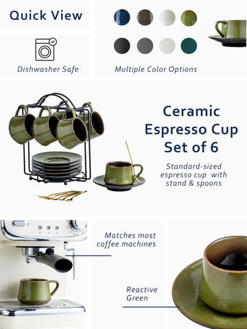 YHOSSEUN espresso cups with saucers highlighting coordinated set