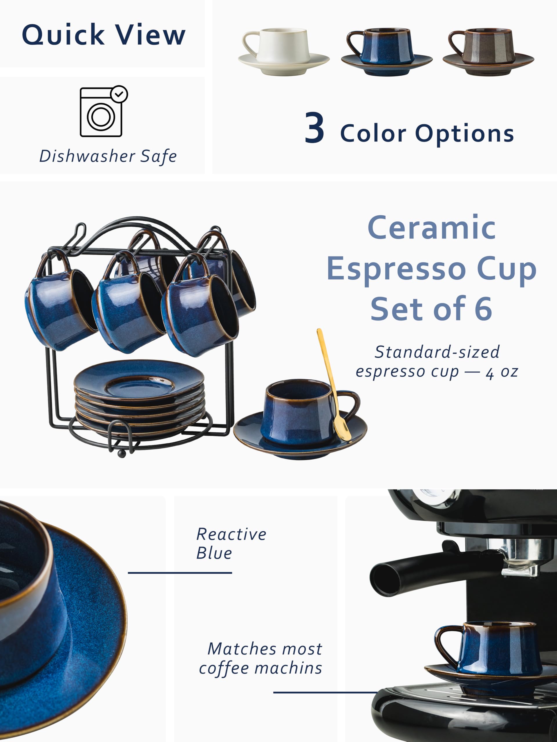 YHOSSEUN espresso saucers complement each cup for neat, spill-free service.