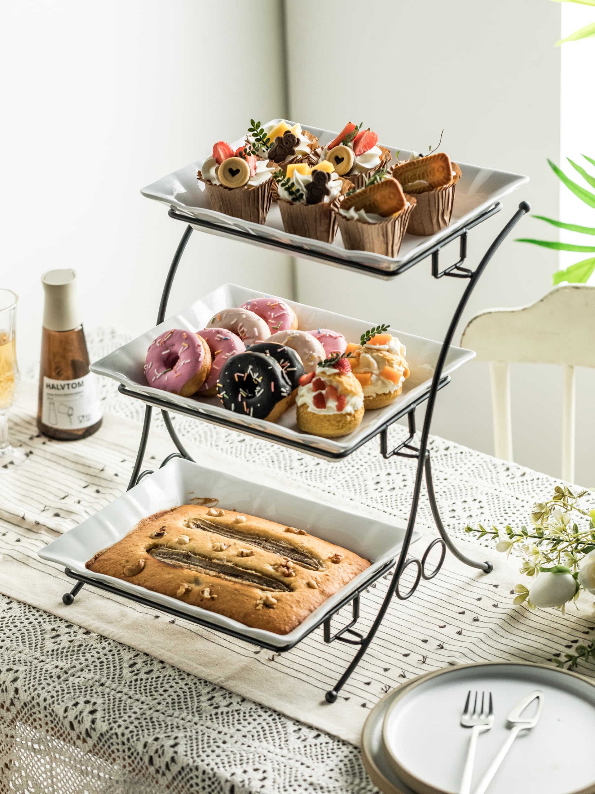 YHOSSEUN fruit display on tiered tray adds visual appeal to gatherings