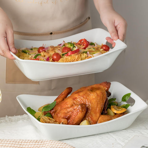 YHOSSEUN glossy white presentation for entertaining settings
