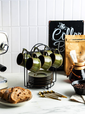 YHOSSEUN metal stand organizing the espresso cups neatly