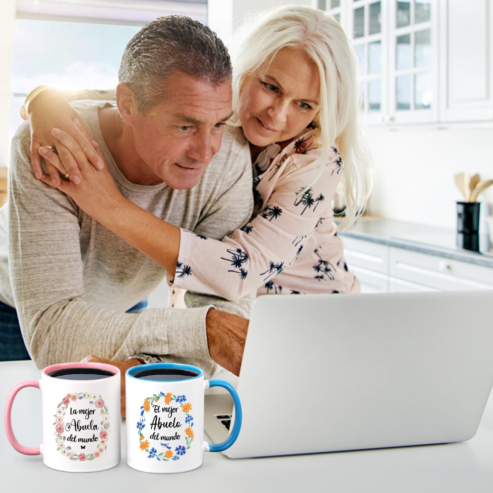 YHRJWN best grandpa world mug two-tone white blue, perfect breakfast companion