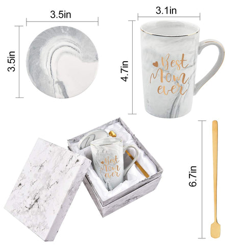 YHRJWN Best Mom Ever mug with 14-ounce capacity for generous servings.