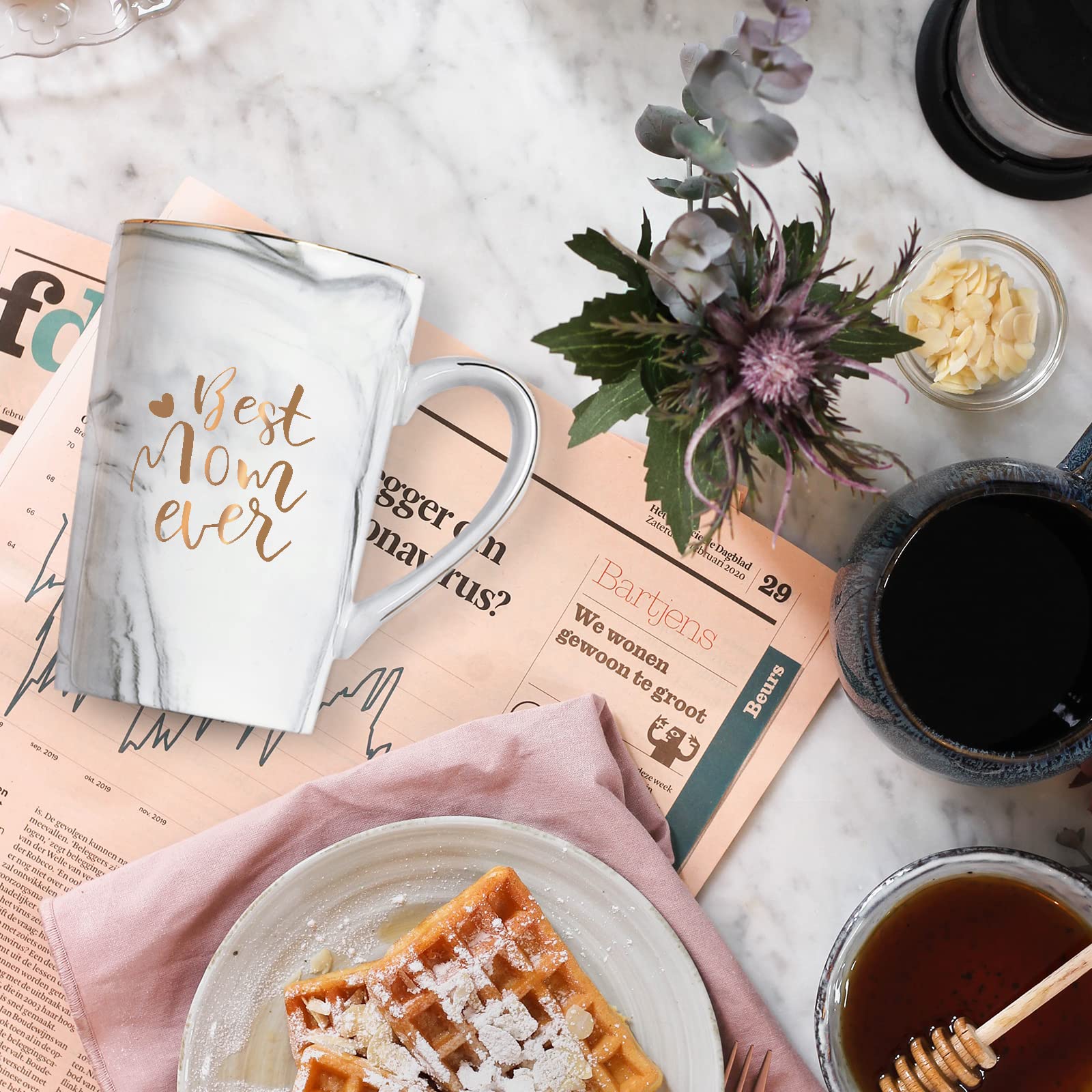 YHRJWN Best Mom Ever mug is dishwasher safe for easy care.