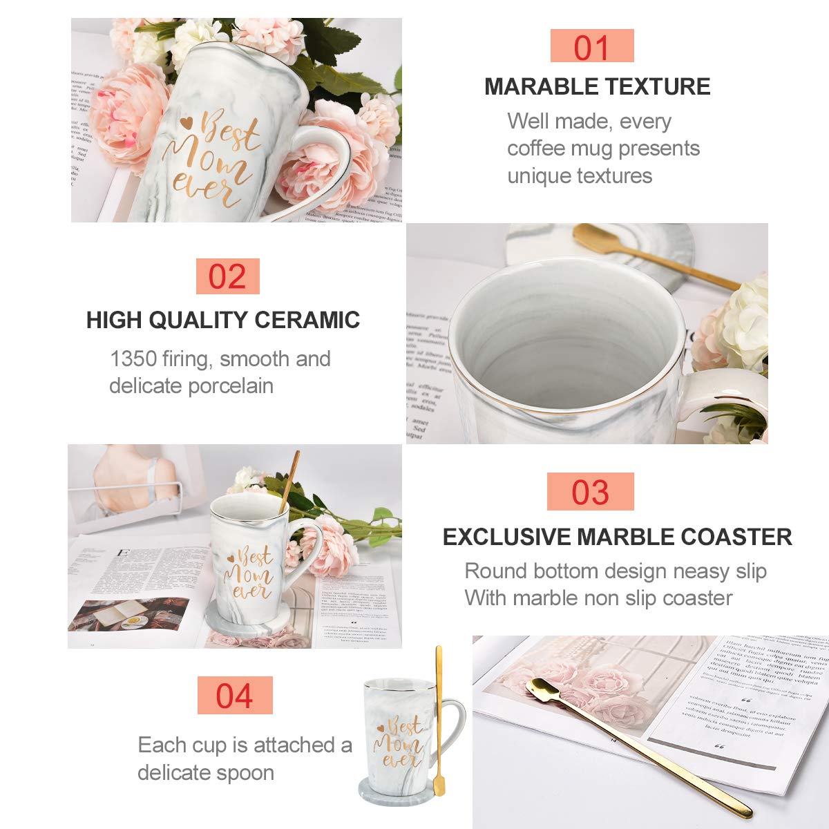 YHRJWN Best Mom Ever mug with non-slip base for stable use.
