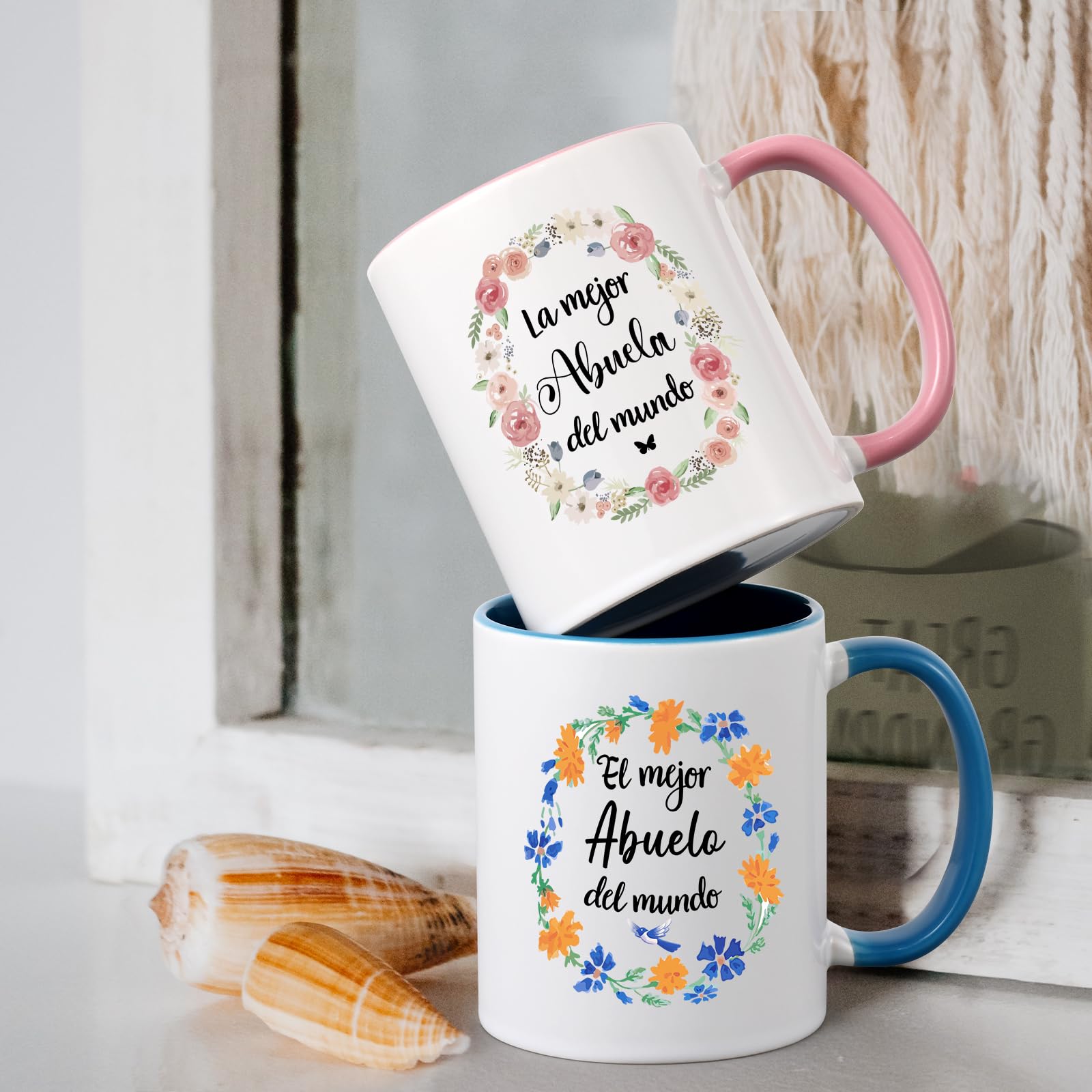 YHRJWN Christmas grandparents mug two-tone white pink with festive vibe