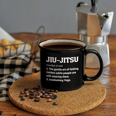 YHRJWN mug with anti-slip base on gym surface.