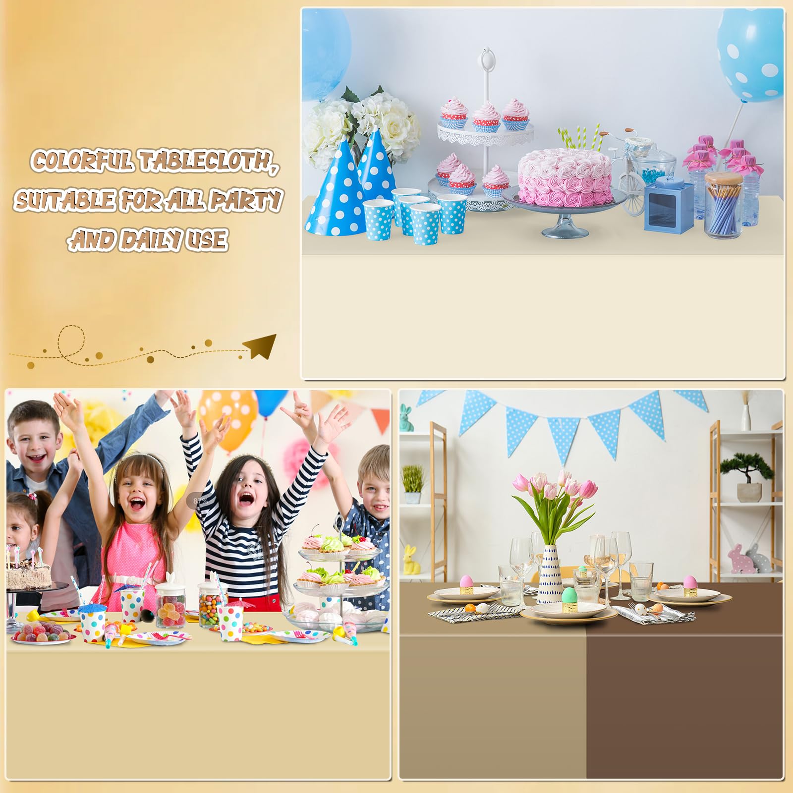 YIDAKO birthday party table cover protecting surfaces with gradient brown styling