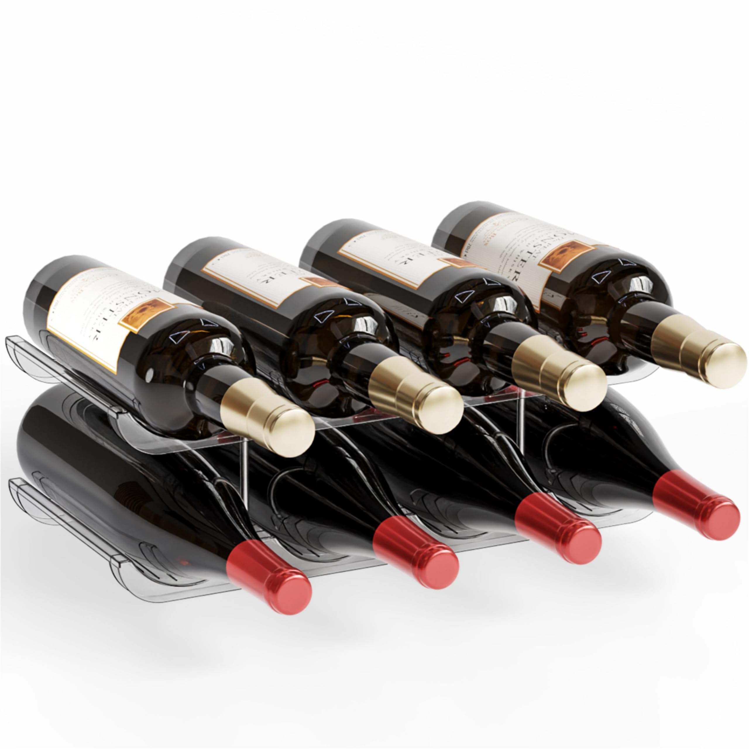 Yieach 2-tier stackable wine rack on countertop with elegant wave design and stable base.