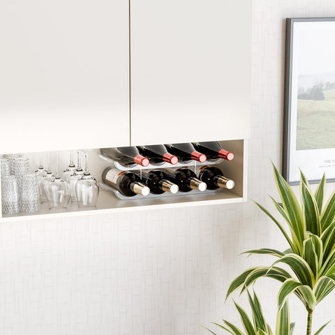 Yieach acrylic water bottle organizer keeps bottles secure and accessible.