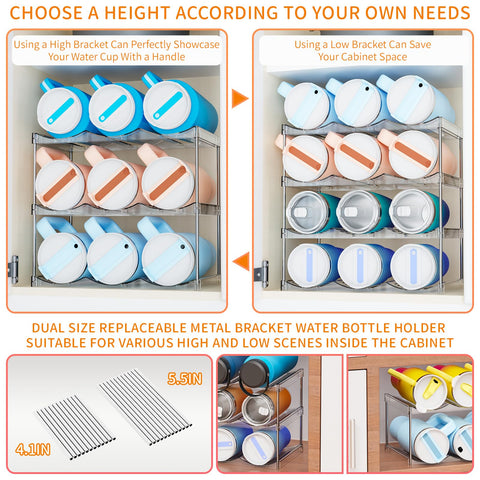 Yieach large-capacity rack holds up to 40 oz bottles for easy access.