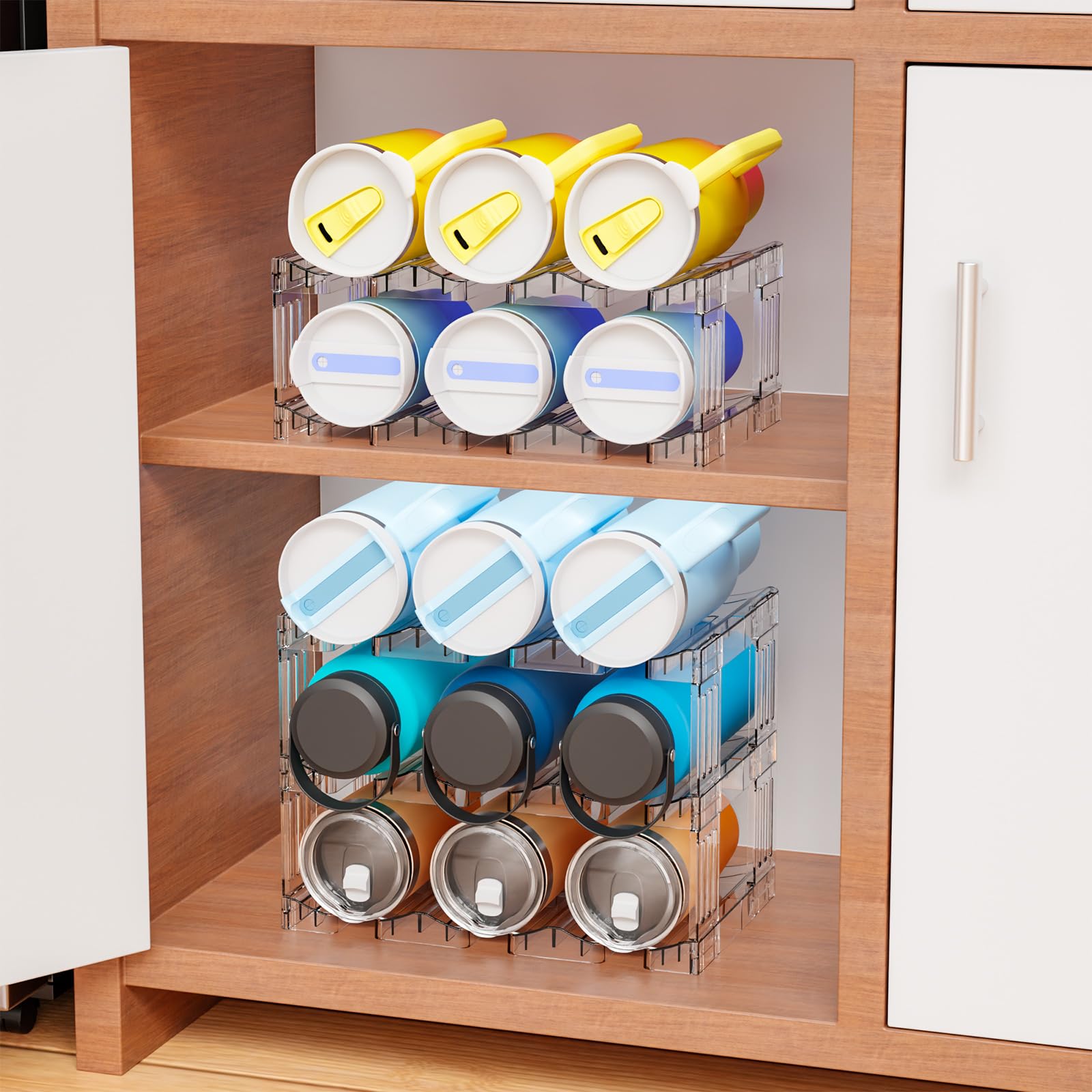 Yieach clear plastic design adds a modern touch to kitchen cabinets.