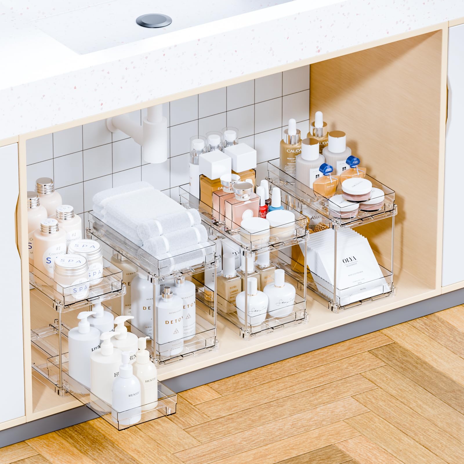Yieach durable plastic construction offers sturdy storage around bathrooms and kitchens