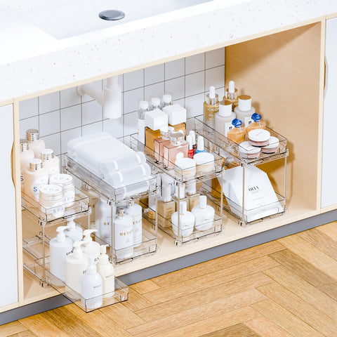 Yieach durable plastic construction offers sturdy storage around bathrooms and kitchens