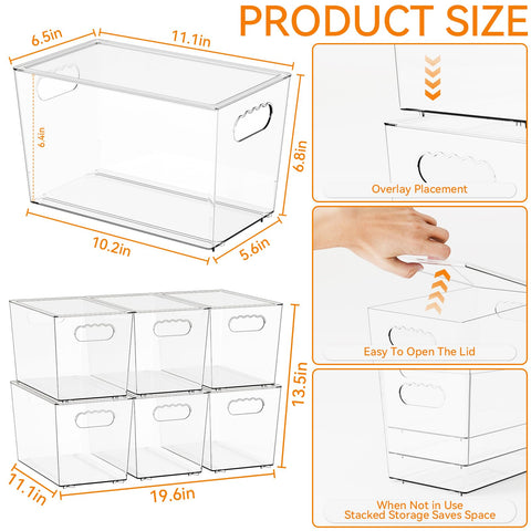 Yieach clear fridge organizer bin with lid for quick visibility of contents