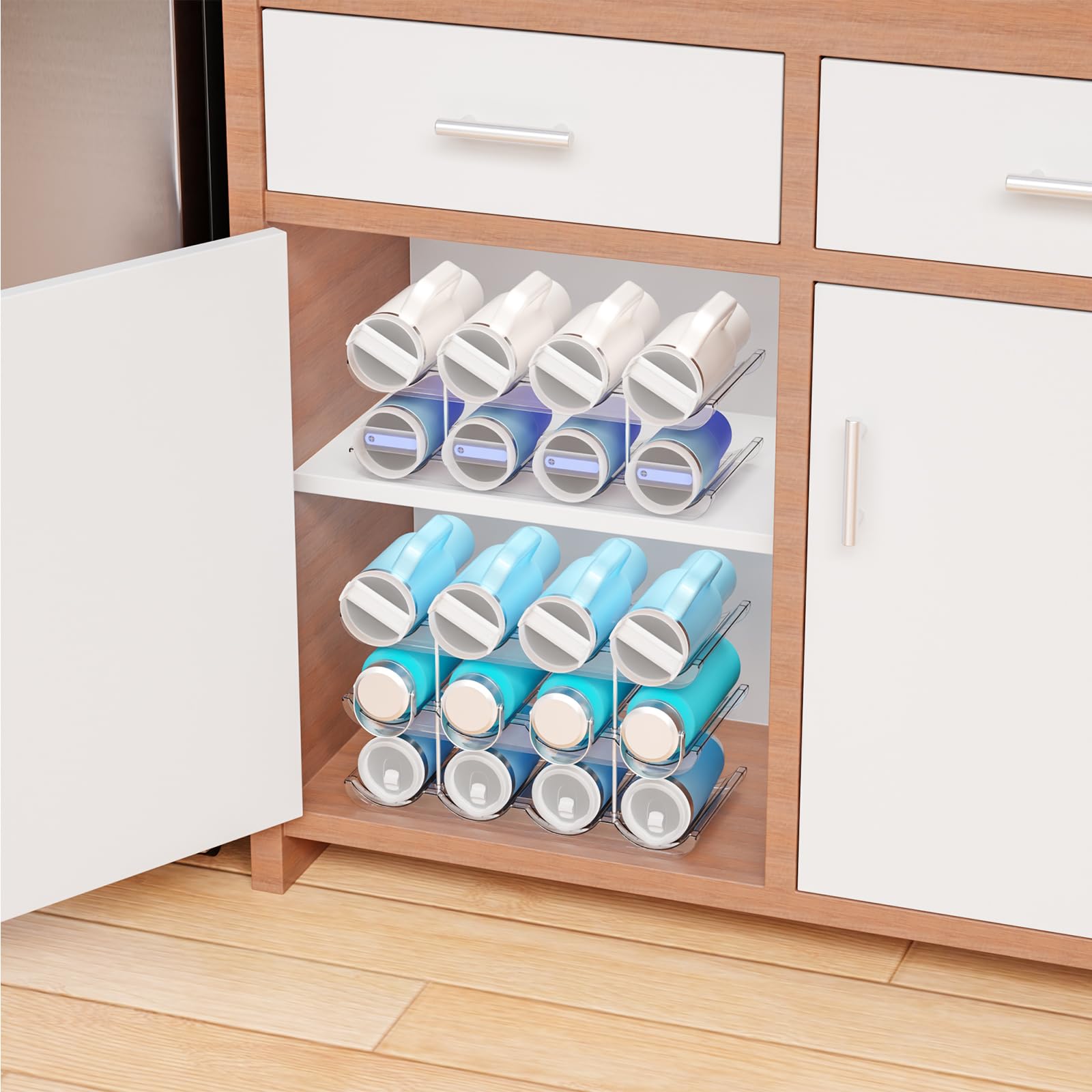 Multi-layer storage rack keeps bottles organized and reduces clutter
