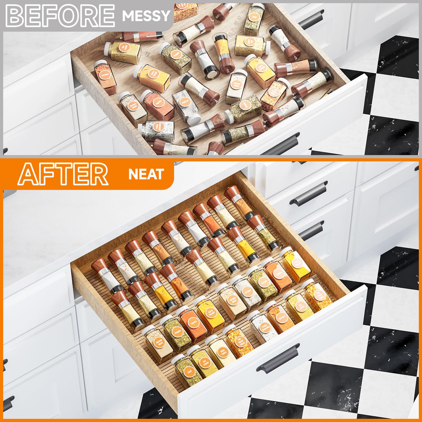 Yieach easy-to-clean acrylic tray supports versatile drawer organization.