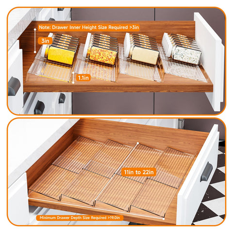Yieach 8-pack fits most drawers without tools or installation.