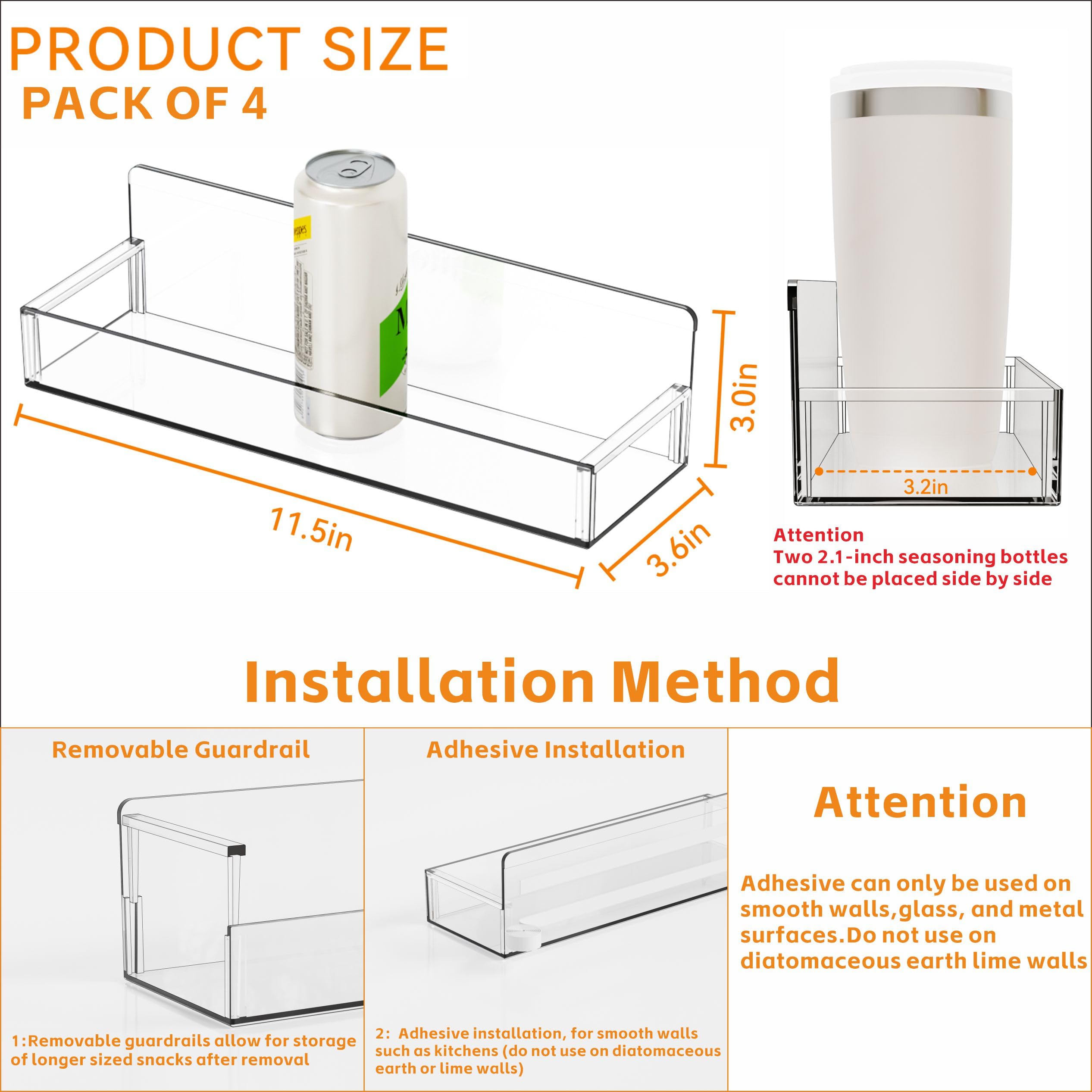 Yieach cabinet door installation view of clear wall rack.