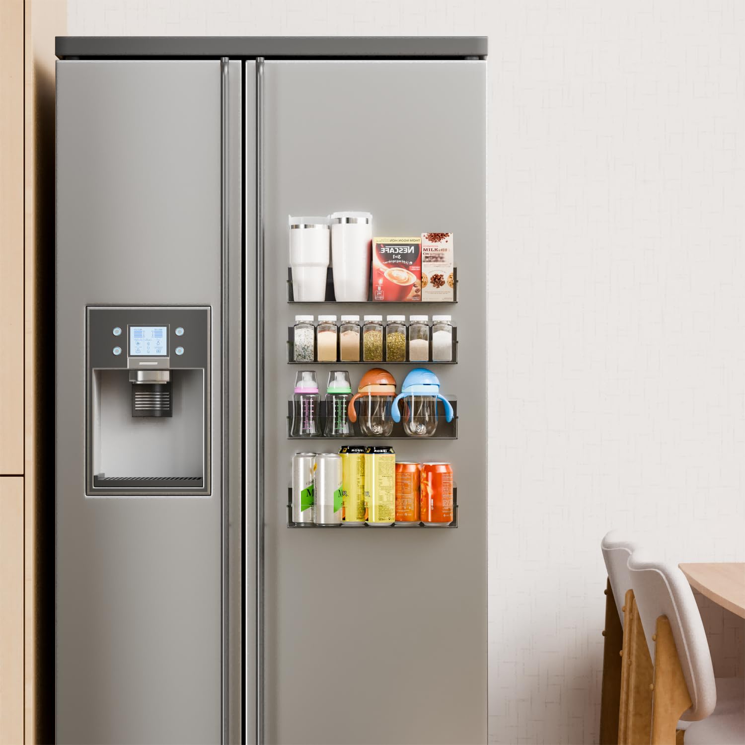 Yieach spice rack in RV kitchen saving space on wall.
