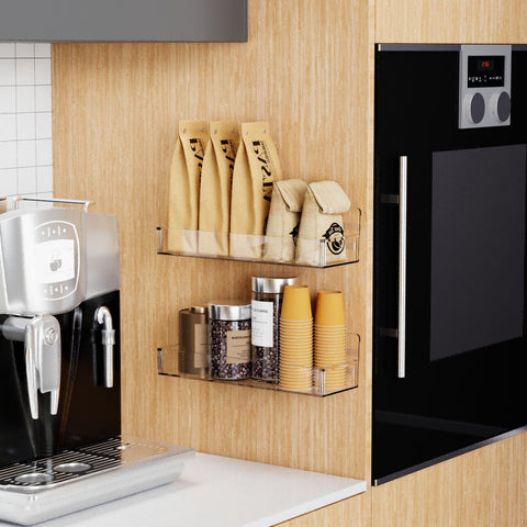 Yieach pantry door organization with transparent spice rack.